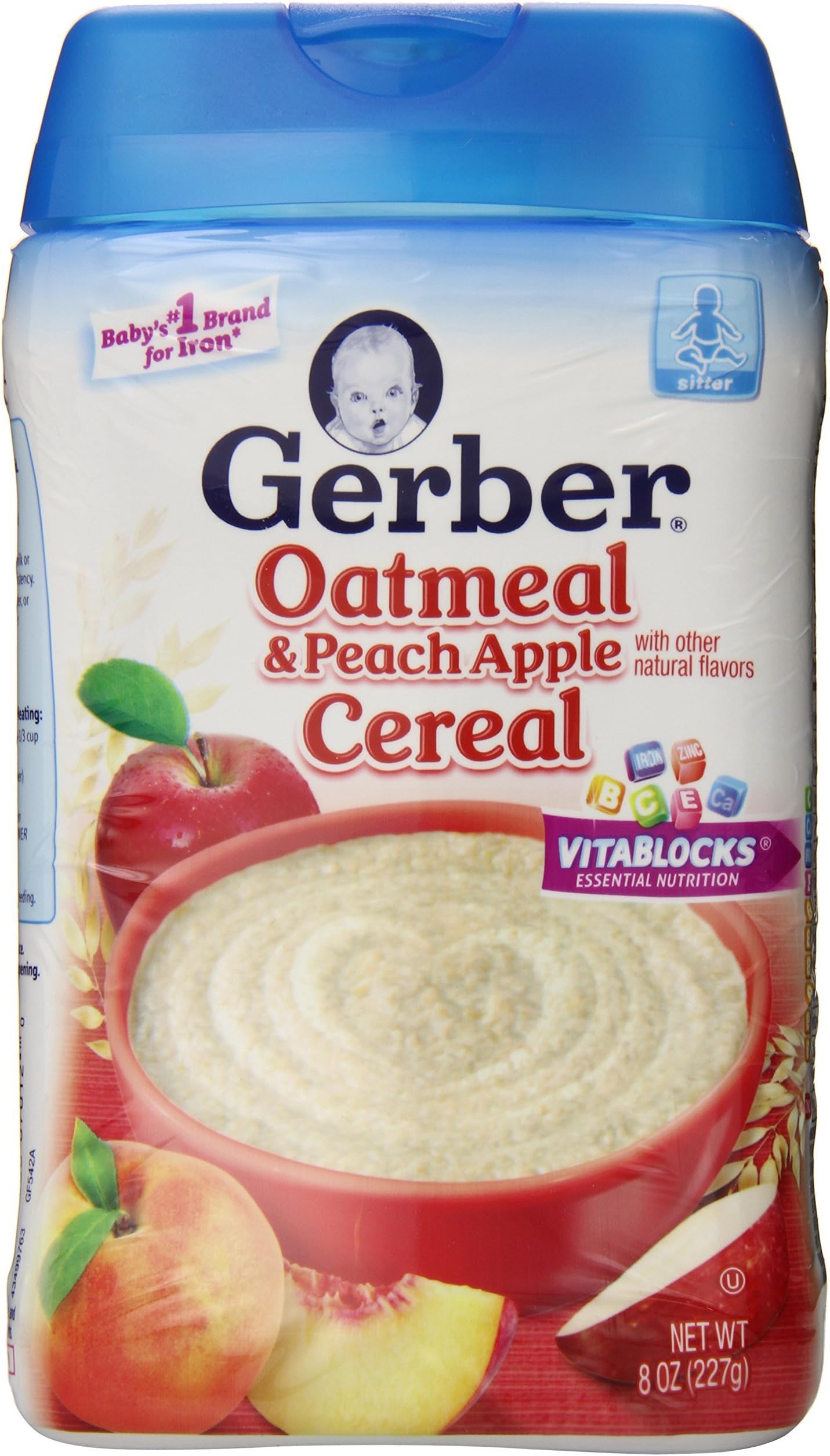 Gerber Baby Cereal Oatmeal, Peach Apple, 8 Ounce