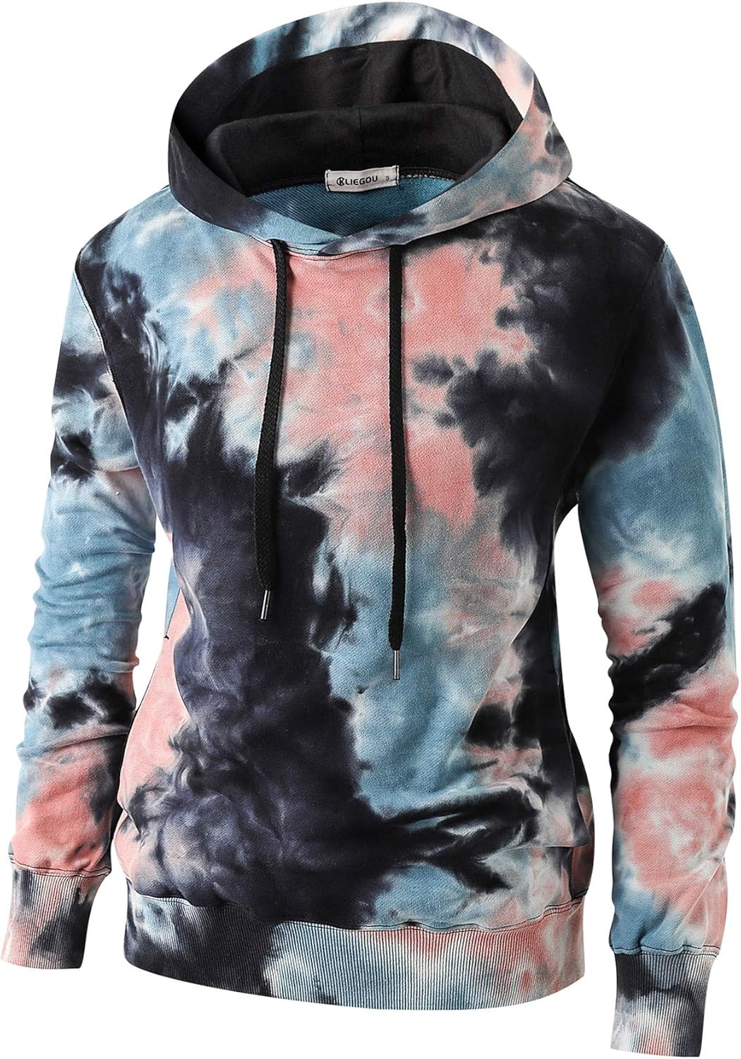 Buy KLIEGOU Mens TieDye Pullover Hooded Sweatshirt (288 Pink/Green XL