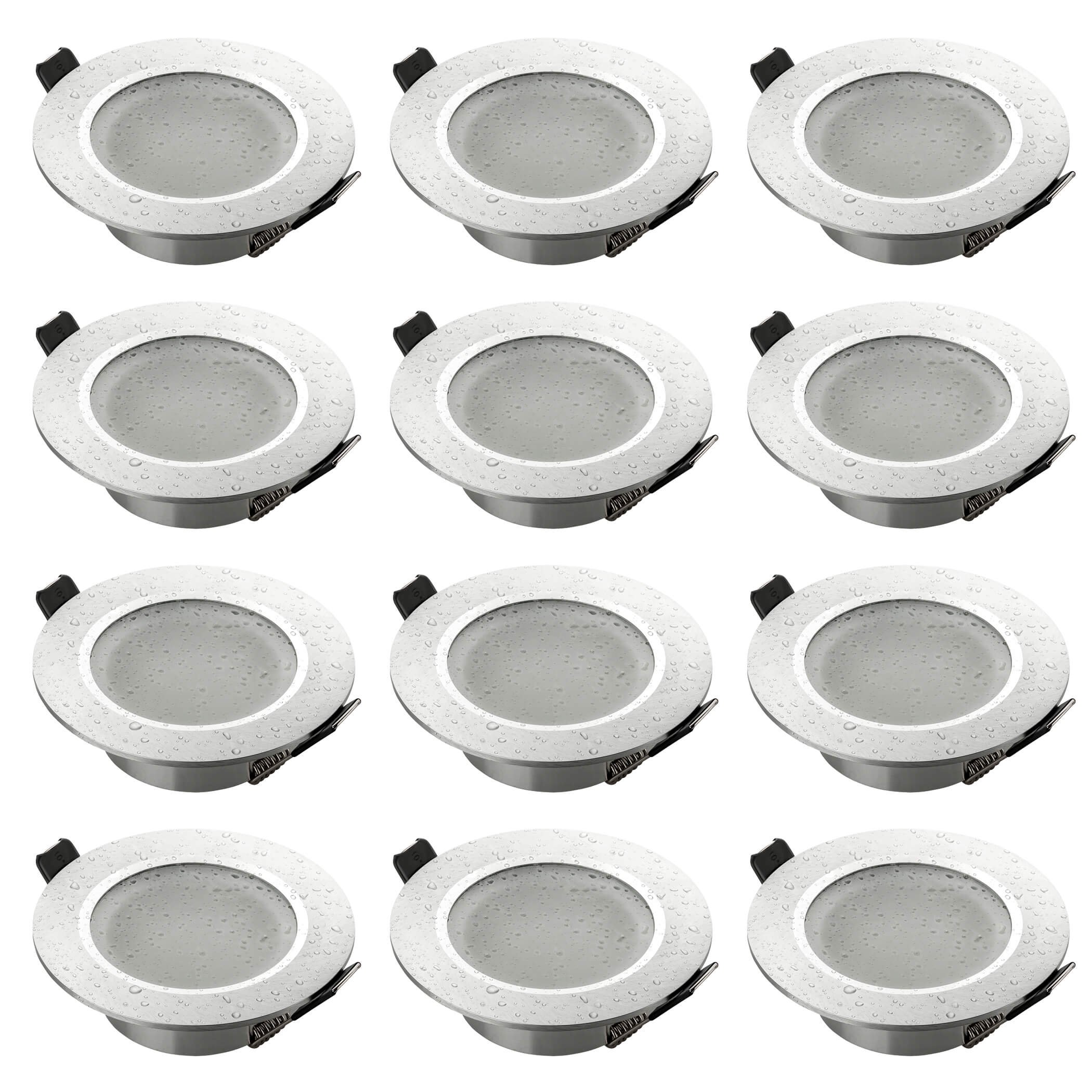 SEBSON Downlight Bathroom IP44 - LED/Halogen Mouting Frame, recessed Lighting (Silver, Pack of 12)