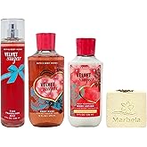 Bath & Body Works Velvet Sugar Trio Gift Set - Fragrance Mist, Body Wash and Body Lotion - with a Creamy Rose Bar Soap