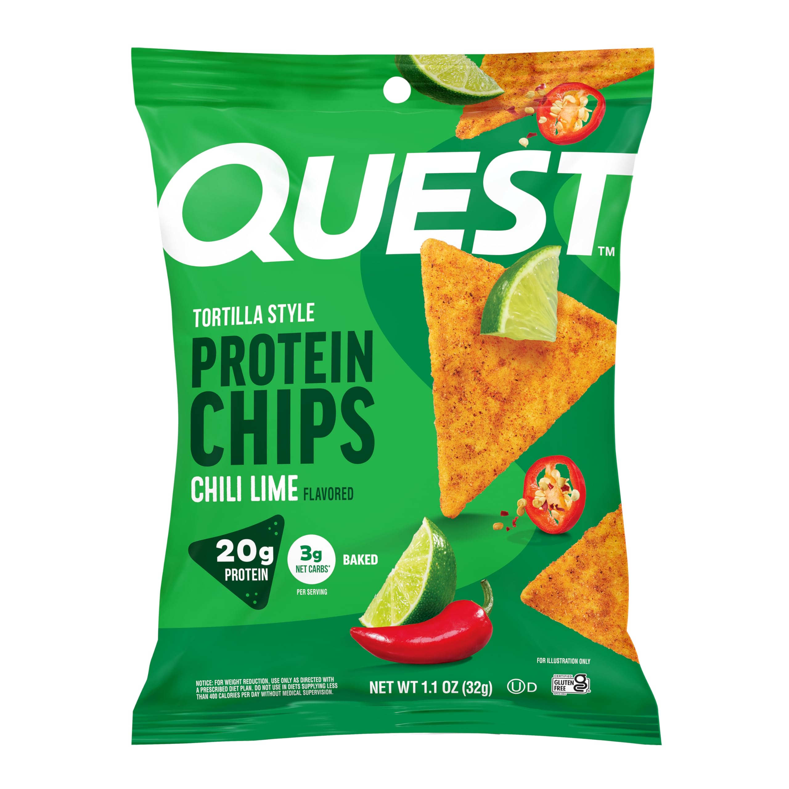 Quest Nutrition Chili Lime Tortilla Style Protein Chips, 12 Count