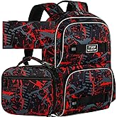 ZLYERT 3Pcs Backpack for Girls Boys, 17 Inch School Bookbag with Lunch Box, Durable Laptop Backpacks Set for Teens College