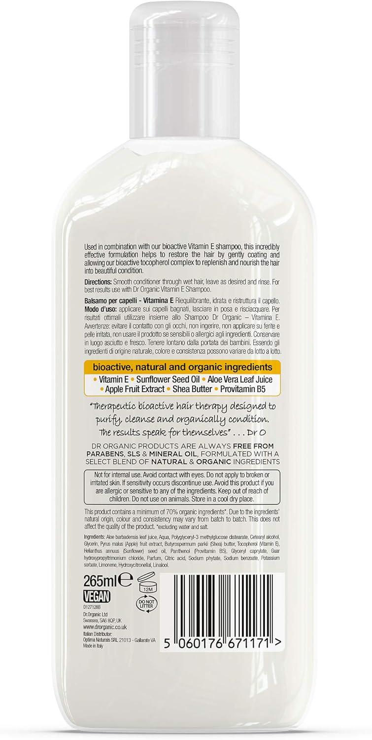 Dr Organic Vitamin E Conditioner, Hydrating, Dry & Fine Hair, Natural, Vegan, Cruelty-Free, Paraben & SLS-Free - Image 3