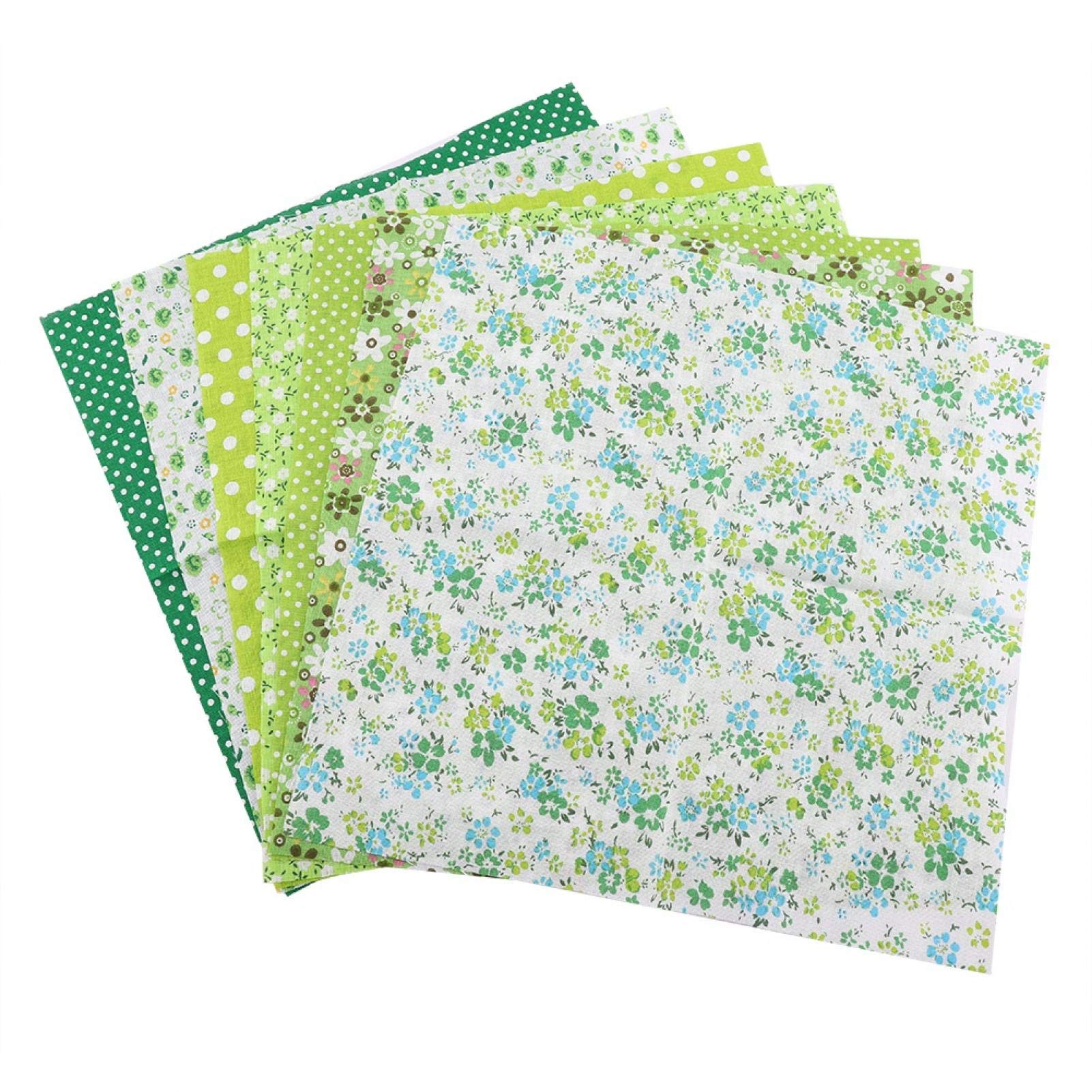 7pcs 50 * 50cm Cotton Fabric DIY Assorted Squares Pre-Cut Bedding Kit Suite Quarters Bundle Quilt Dormitory Set(Green)