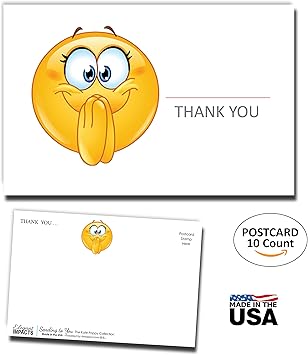 Amazon Com Thank You Postcards 10 Pack Smiley For Her Emoji Edition 4 X 6 By Elegant Impacts Office Products