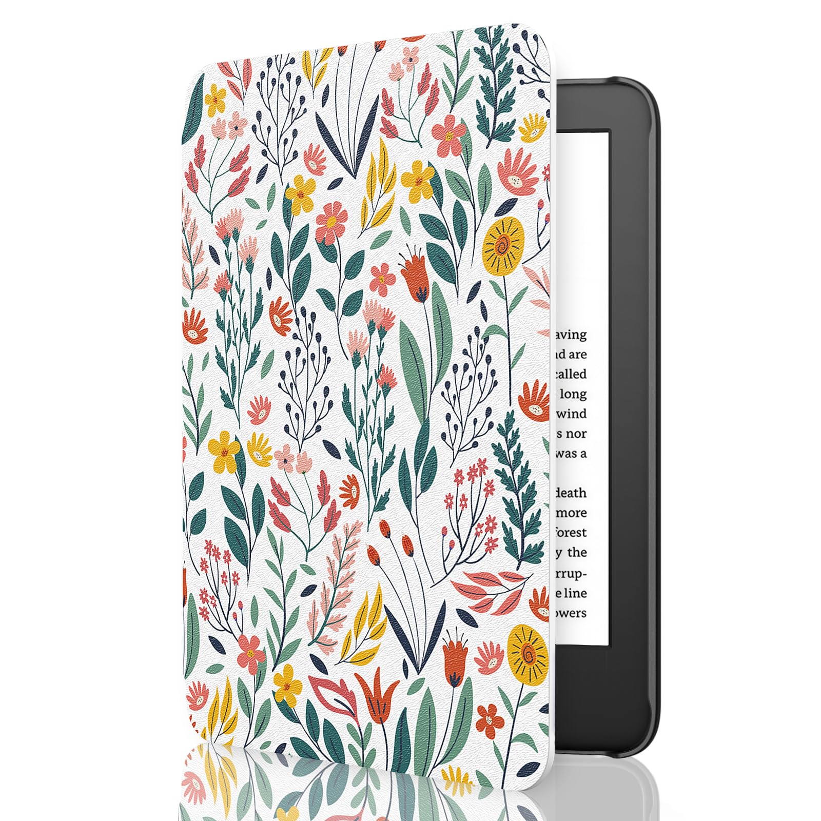 MoKo Case Fits 6" All-New Kindle (11th Generation-2024/2022 Release)& International Version, Lightweight Shell Cover with Auto Wake/Sleep for Kindle 2024/2022 11th Gen e-Reader, Flowers — image 1