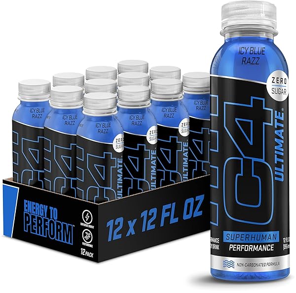 C4 ULTIMATE NON-CARBONATED ZERO SUGAR ENERGY DRINK, PRE WORKOUT DRINK + BETA ALANINE, 12 FL OZ (PACK OF 12)