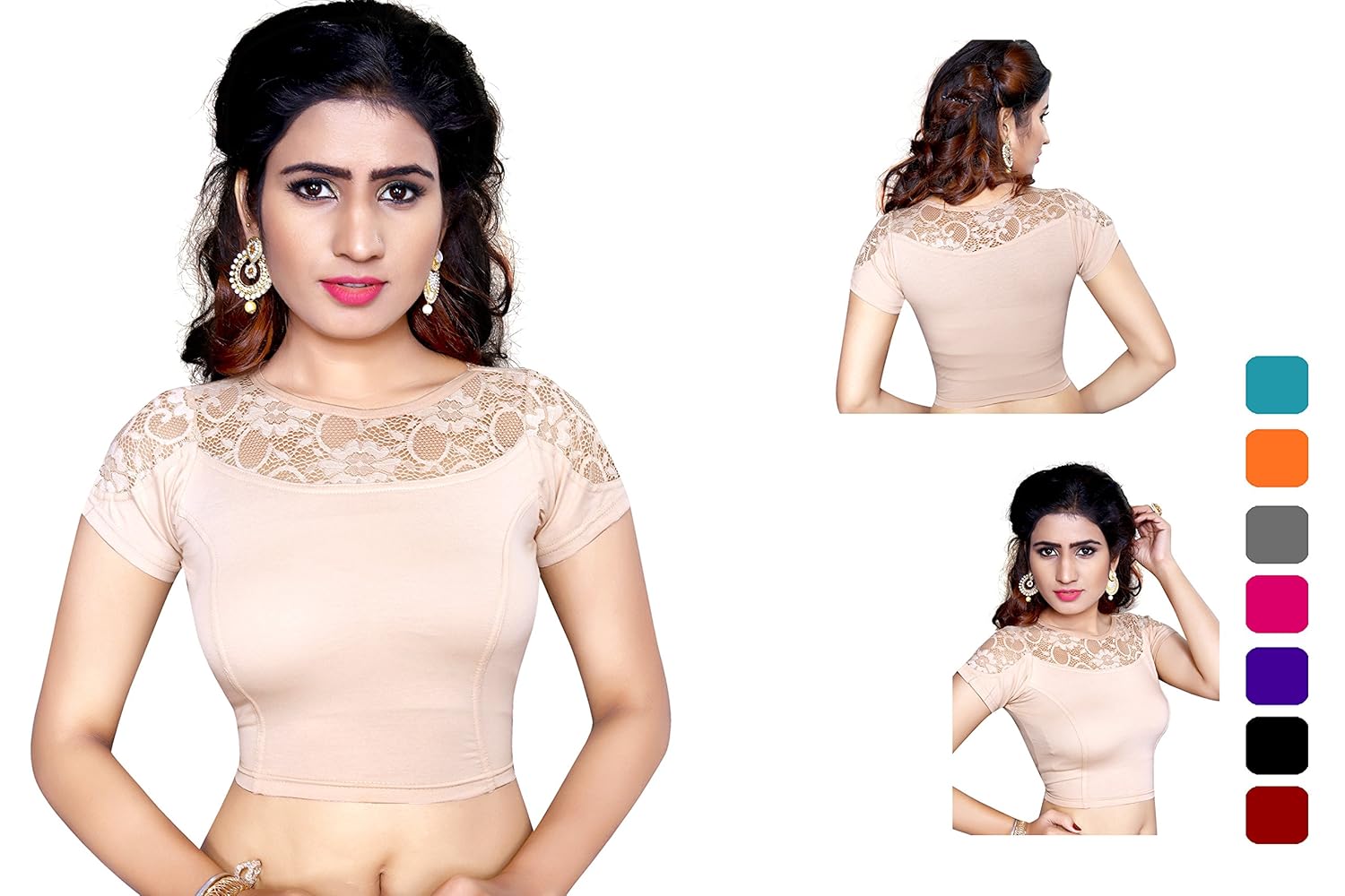 pdezaart women's streatchable designer art silk stitched readymade blouse