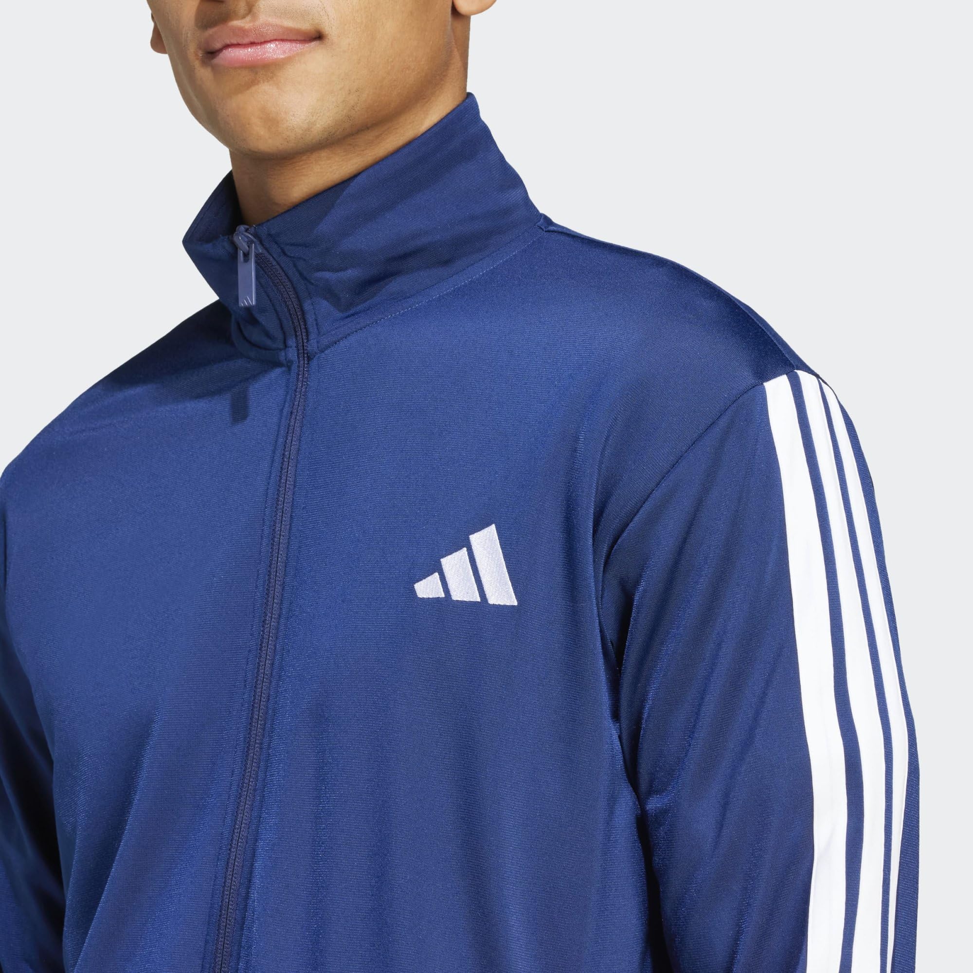 adidas Herren SPORTSWEAR BASIC 3 STRIPES TRICOT TRACKSUIT, Dark Blue, S 7