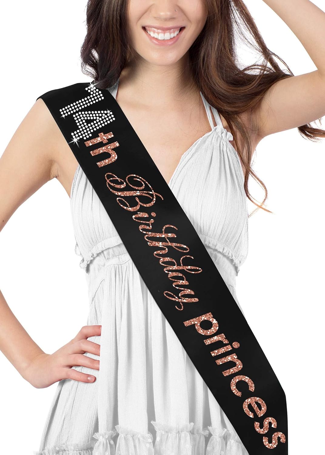 14th Birthday Rose Gold Sash Rose Gold 14th Birthday Princess Satin