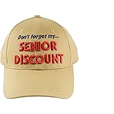 Eakanh Birthday Baseball Cap, Don't Forget My Senior Discount Hat for Dad Grandpa Elders Father's Grandparents Beige