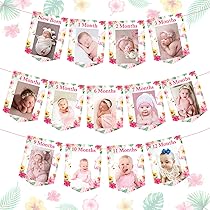Hawaiian 1st Birthday Photo Banner For Girls - Aloha Monthly Milestone Banner Newborn To 12 Months - View #5