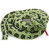 Romart Realistic Snake Stuffed Animal Plush: 67-inch Large Lifelike Snake Plush Toy Long Giant Stuffed Animals Snake Plushie Gifts for Kids Boys Girls, Home and Wild Animals Party Decor (Green)