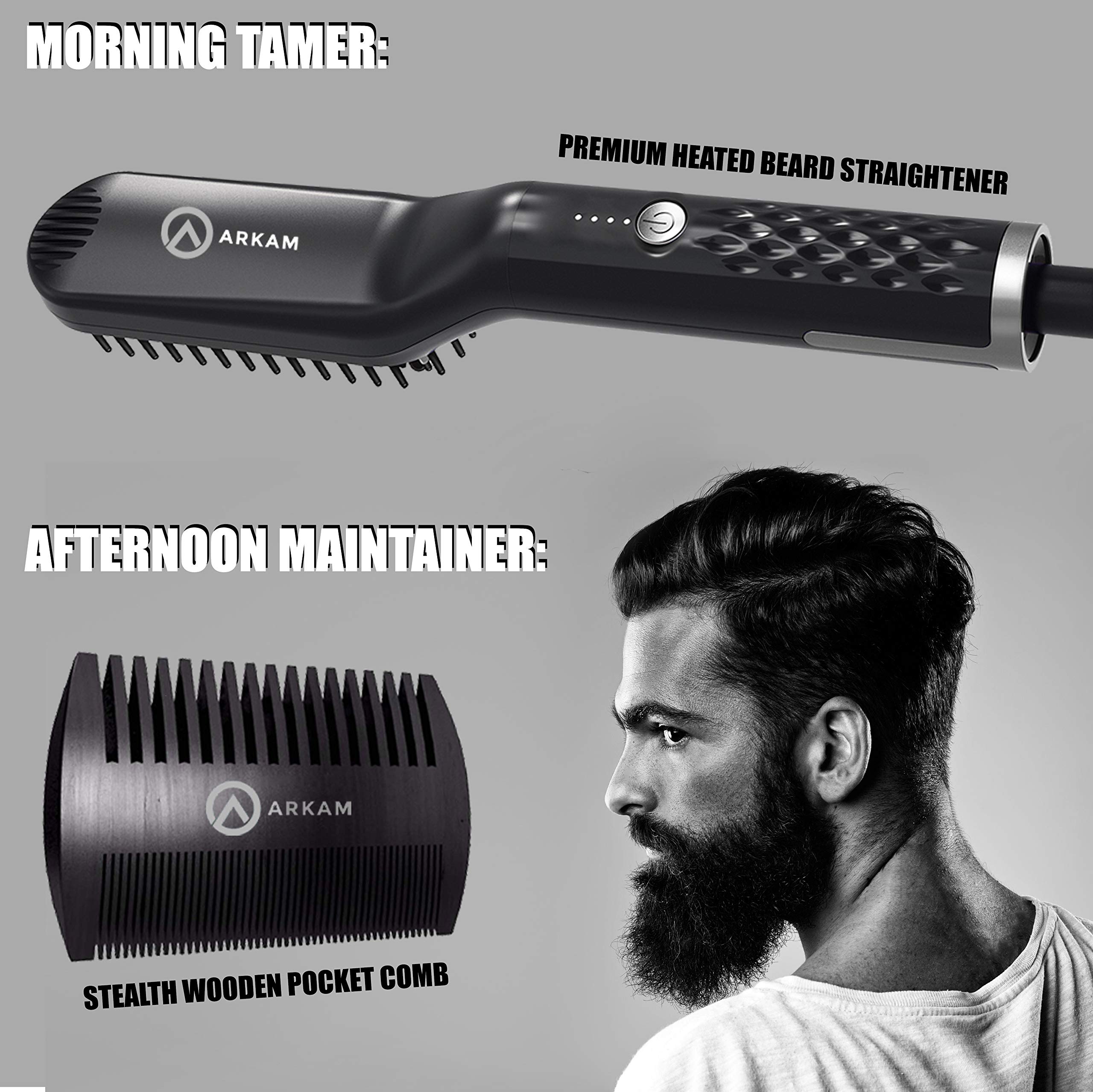 Arkam Premium Beard Straightener For Men Cutting Edge Ionic
