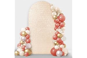 Friiko Wedding Arch Cover Sequin&Fabric 2-Sided Use 7.2FT Wedding Arch Stand Covers Round Top Chiara Arch Stand Cover for Wedding Birthday Party Baby Shower Ceremony Banquet Decoration, Champagne Gold