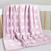 Kid Nation Baby Blankets for Girls Boys Toddler Double-Sided Heart Blanket,40"X 30"Soft Plush Crib Blanket Fluffy Baby Quilt Newborn Stroller Blanket,Prism Pink