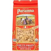 Partanna Organic Premium Pipette Rigate Italian Pasta, 14 oz | Artisanal, Bronze Cut, High Quality Durum Wheat Semolina, Slow Dried, NON-GMO, Made in Italy