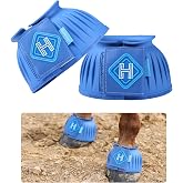 Harrison Howard Rubber Pull-on Bell Boots, Hoof Overreach Protection | 2/pack &amp; 4/pack Options, Extra Thick Rubber for Durability, Upgraded Leather Touch Tape, Hoof Impact Guard, Horse Bell Boots
