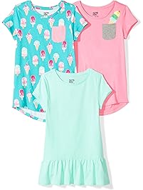Spotted Zebra Girls' 3-Pack Short-Sleeve Tunic Tops