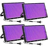 200W LED Black Lights for Glow Party - Waygor IP65 Waterproof UV Blacklight Floodlight 395nm Black Light Spotlight Purple Bla