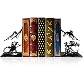 Dragon Bookends – Metal Book Ends Decorative for Shelves, Unique Fantasy Book Ends Holder, Cute Novelty Vintage Bookends, Bookshelf Decor Heavy Duty Stopper for Kids and Adults
