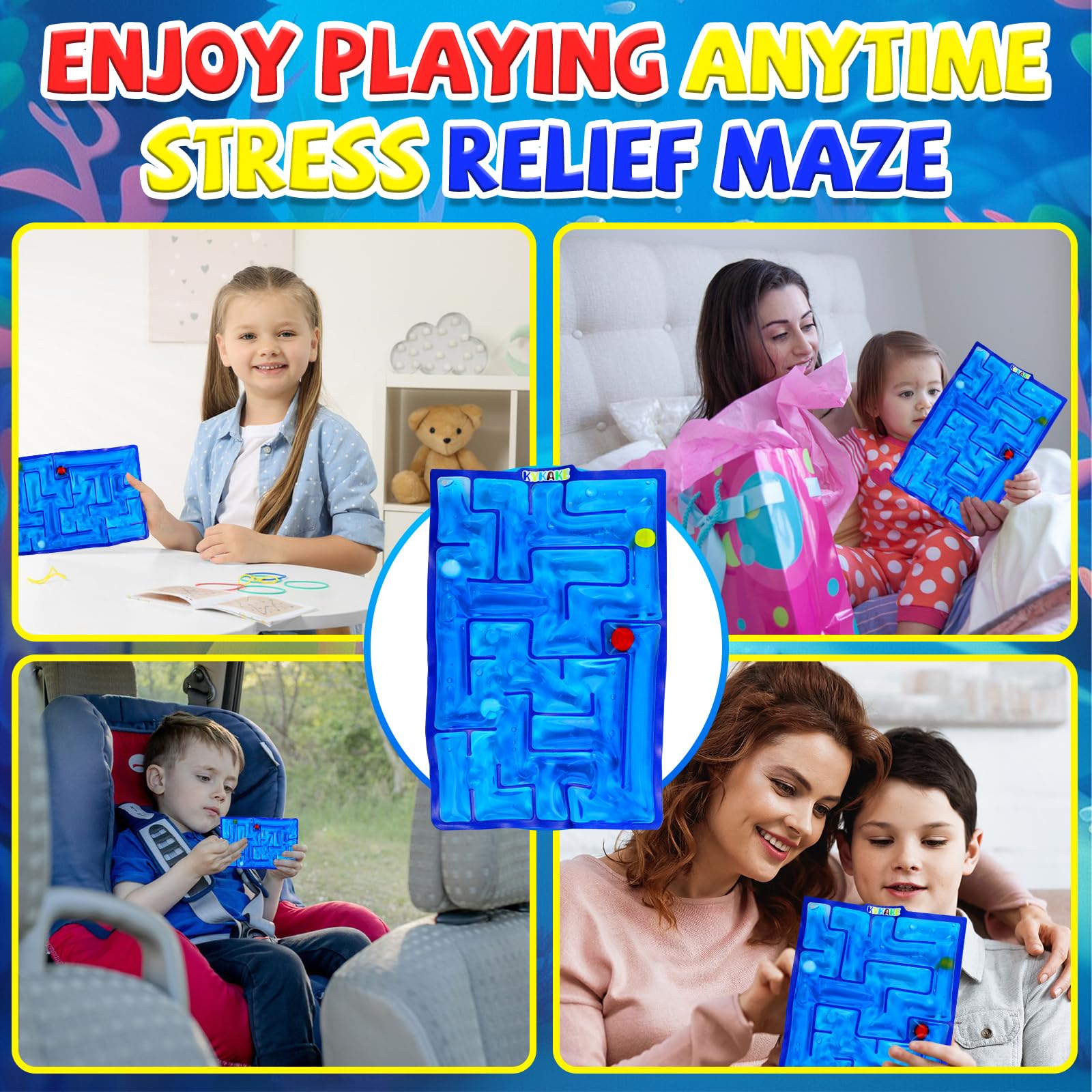 Sensory Maze Fidget, Marble Maze Gel Filled Squishy Toy for Kids and Adults - Autism Stress Anxiety Relief With Filled Goo for Calming - Classroom Easter Basket Stuffers