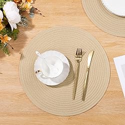 SHACOS 15 inch Round Braided Placemats Set of 6 Non
