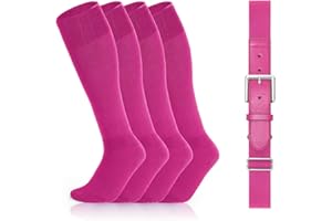 Youth Baseball Socks and Belt Combo, Set 2 Football Baseball Socks with Elastic Softball Belt for Boys