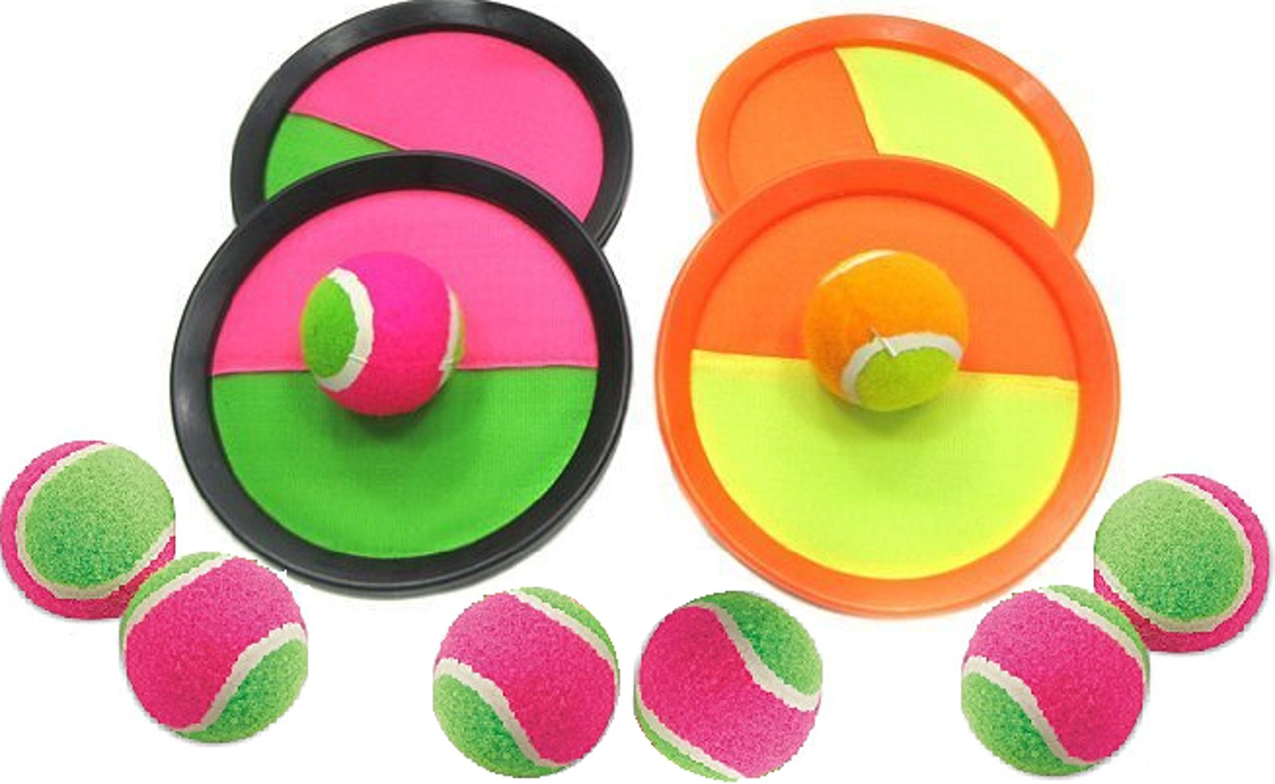 YMCtoys Toss and Catch Ball Game Paddle and Balls Game Set (4 Paddle + 8 Ball Set)