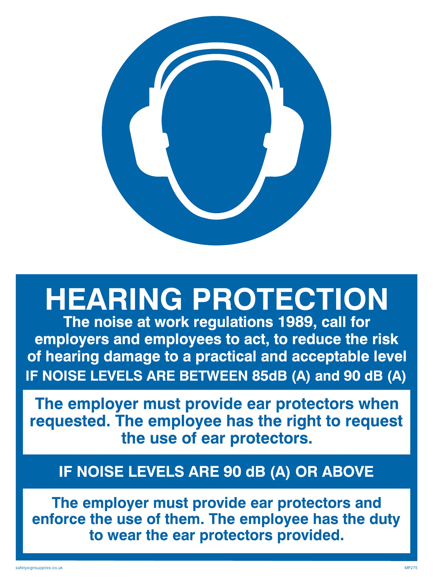 Pack of five - Hearing Protection Sign - 150x200mm - A5P