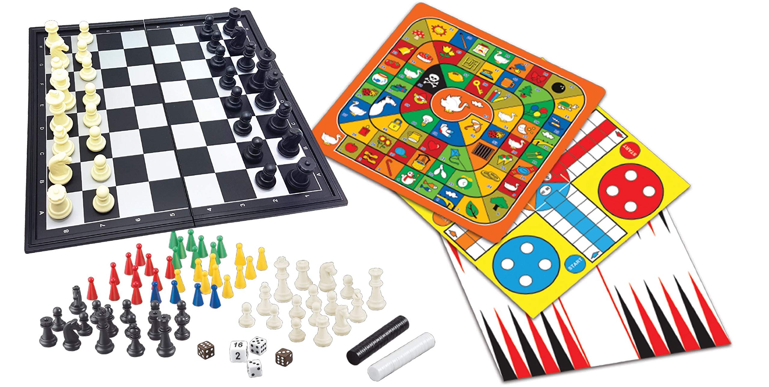 Lexibook, 8-in-1 Game Set, Chess, Backgammon, Chinese Checkers, Nine Men's Morris, Snakes & Ladders, Goose, Ludo Game, JGM800