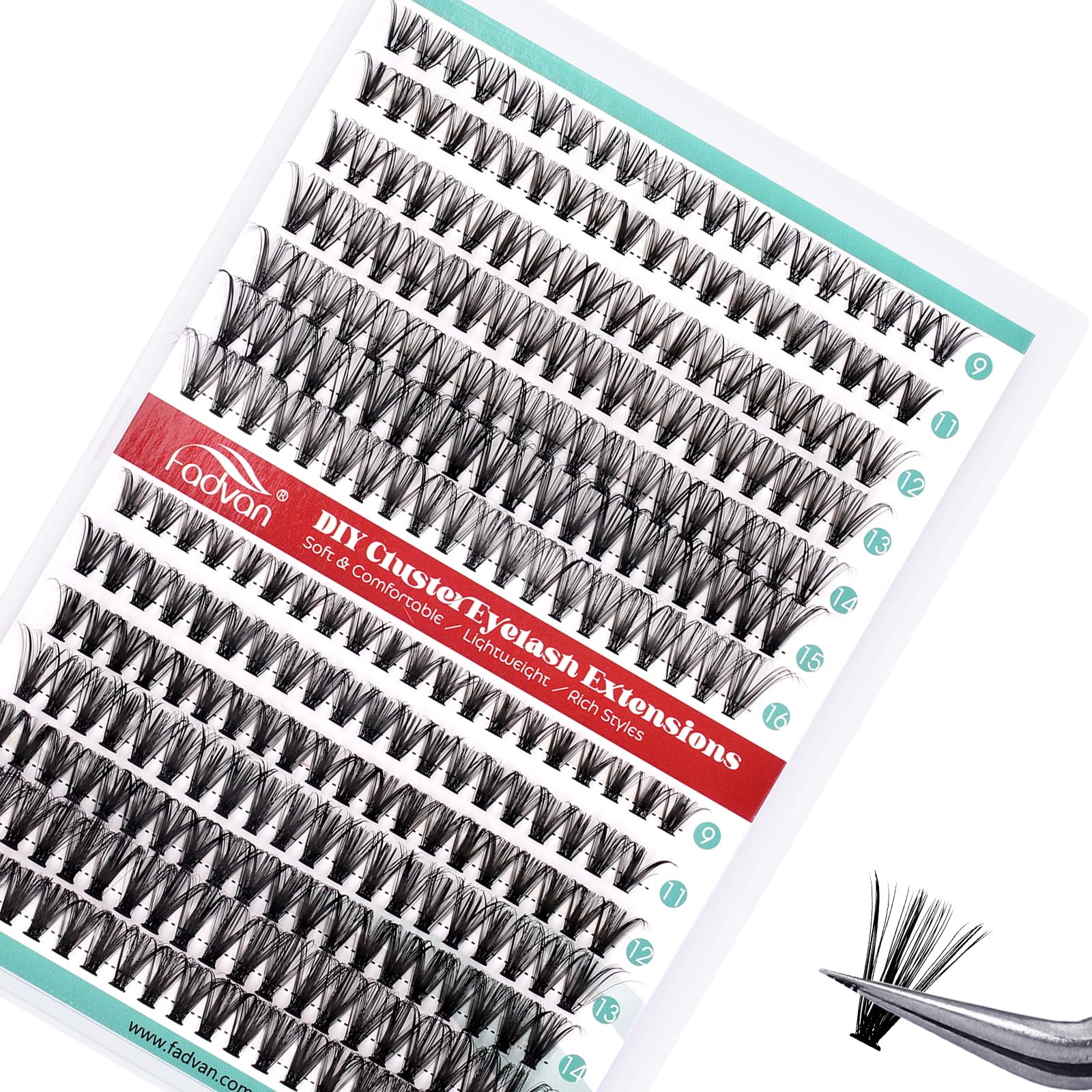 FADVAN Cluster Eyelash Extension Individual Lashes Cluster Premade Volume Lashes Individual DIY Natural False Lash 30+40D 0.07D Curl Mixed 9-16mm — image 1