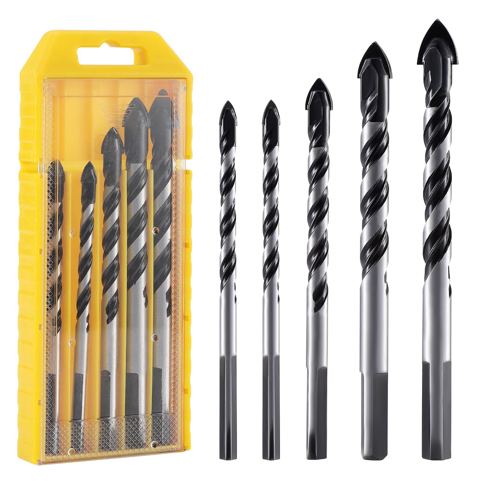 eROOSY 5PCS Drill Bits Set for Ceramic Tile 6mm, 8mm, 10mm, 12mm Tile Drill Bits Set, Carbide Drill Bit Tip for Ceramic, Glass, Brick Walls, Timber, Cement Wall, Plastic