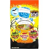SOUR PATCH KIDS &amp; SWEDISH FISH Mini Halloween Candy Variety Pack, Bulk Candy, 100 Trick or Treat Bags