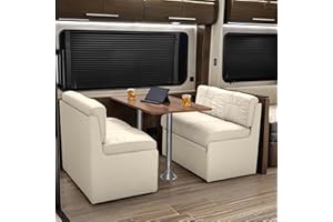 Qualitex De Leon RV Dinette, Bed with Storage, w/Oak Table, Ultimate Leather, Bisque