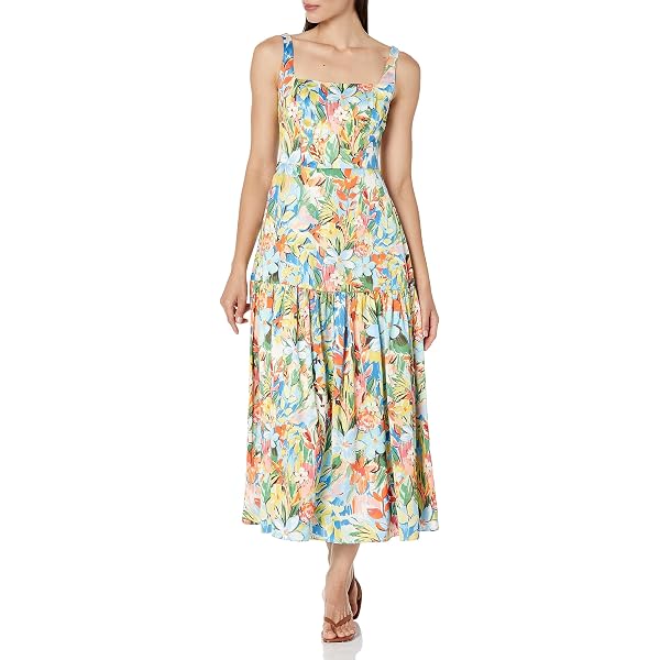 Betsey Johnson Women's Pepper Midi Dress - Floral Print Sweetheart Neckline Ruffled Smocked Back Dress - View #5