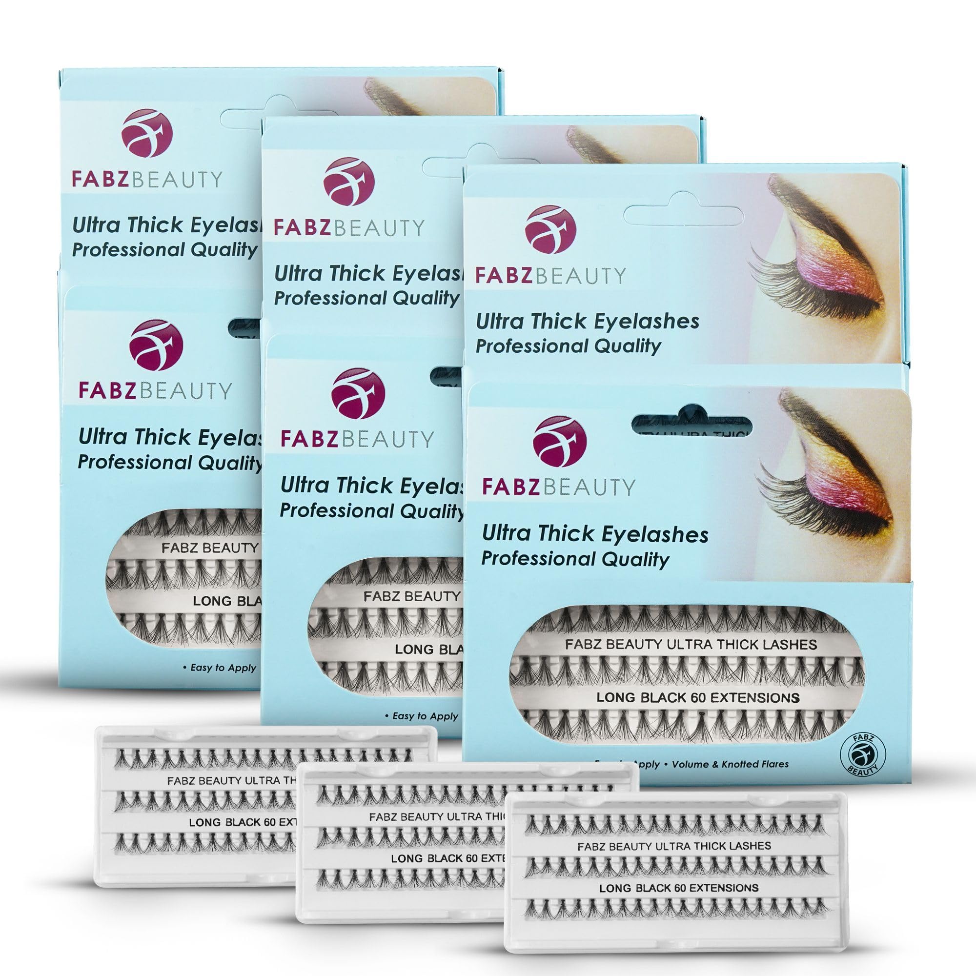 Individual Cluster Eyelashes False Extension | Ultra Thick Knotted Cat Eye Lash Clusters | Lightweight and Waterproof for a Stunning Look (Long 12mm - Pack of 3)