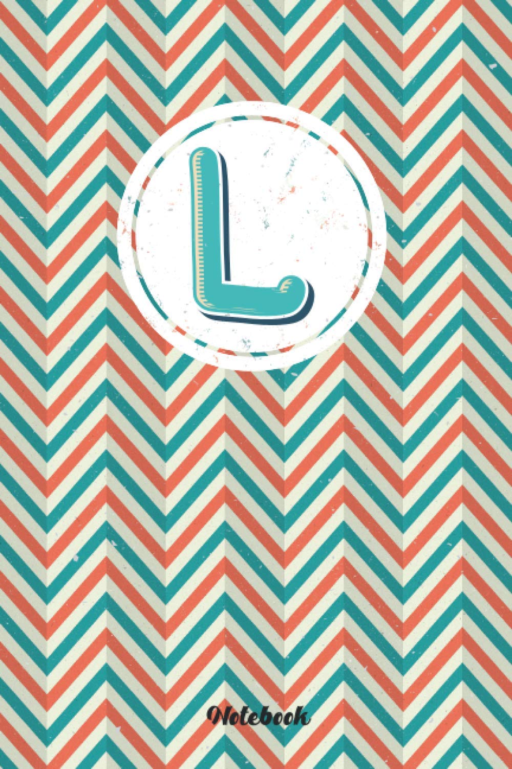 Notebook Zigzag Retro Monogram Initial Letter L: Vintage lover 6" x 9" Notebook/Journal,120 lined pages