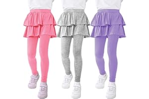 Resinta 3 Pack Girls School Uniform Pants Girls Leggings with Skirt Winter Warm Leggings 4-14 Years