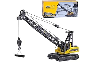 Qcar 1/50 Heavy Duty Construction Metal Crawler Crane, Truck Crane Vehicle Toys for Kids, Outdoor Sandbox Car Toys, Birthday Gift Toddler Boy Kid