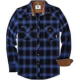 Mens Western Cowboy Flannel Corduroy Lined Button Up Cotton Long Sleeve Plaid Snap Shirts