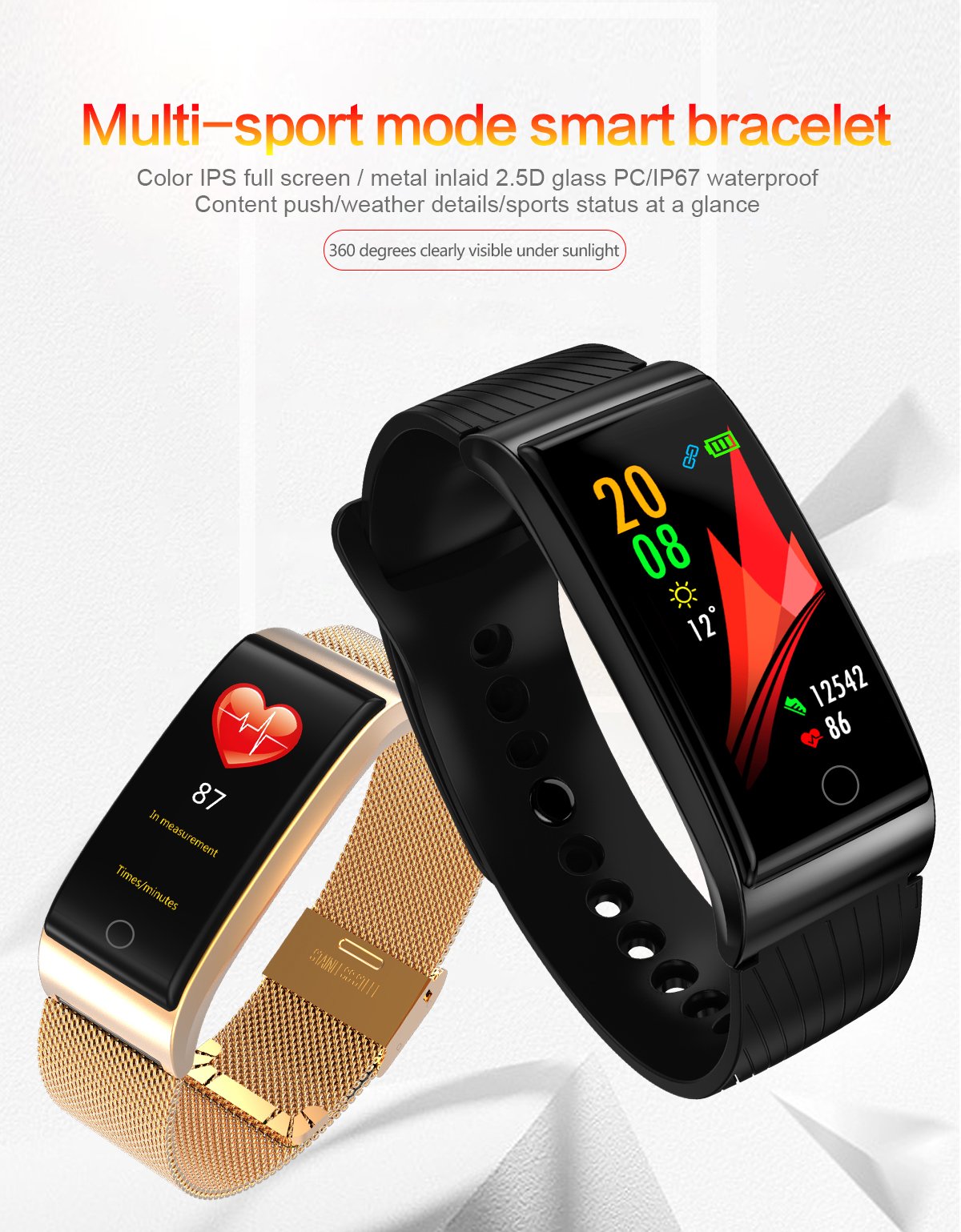 Fitness Trackers - Smart Watch - with Heart Rate Monitor, Waterproof Smart Fitness Band with Step Counter, Calorie Counter, Pedometer Watch for Step Counter for Women Kids Girls (Black)