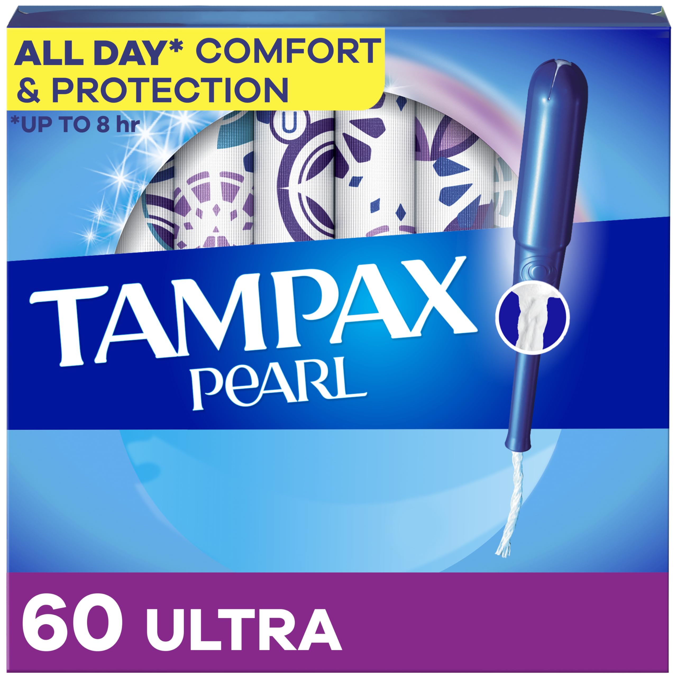 Photo 1 of Tampax Pearl Tampons for Women, with LeakGuard Braid, Ultra Absorbency, Unscented, 60 Count