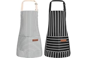 scenicamp 2pcs Kids Aprons with Pocket Adjustable Children's Cooking Apron for Boys Girls Kitchen Baking Painting Gardening
