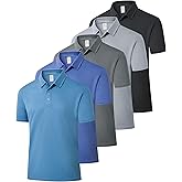 ZITY 5 Pack Mens Polo Shirts Short Sleeve Casual Performance Moisture Wicking Golf Shirt