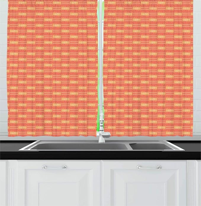 Ambesonne African Kitchen Curtains, Abstract Boho Ikat
