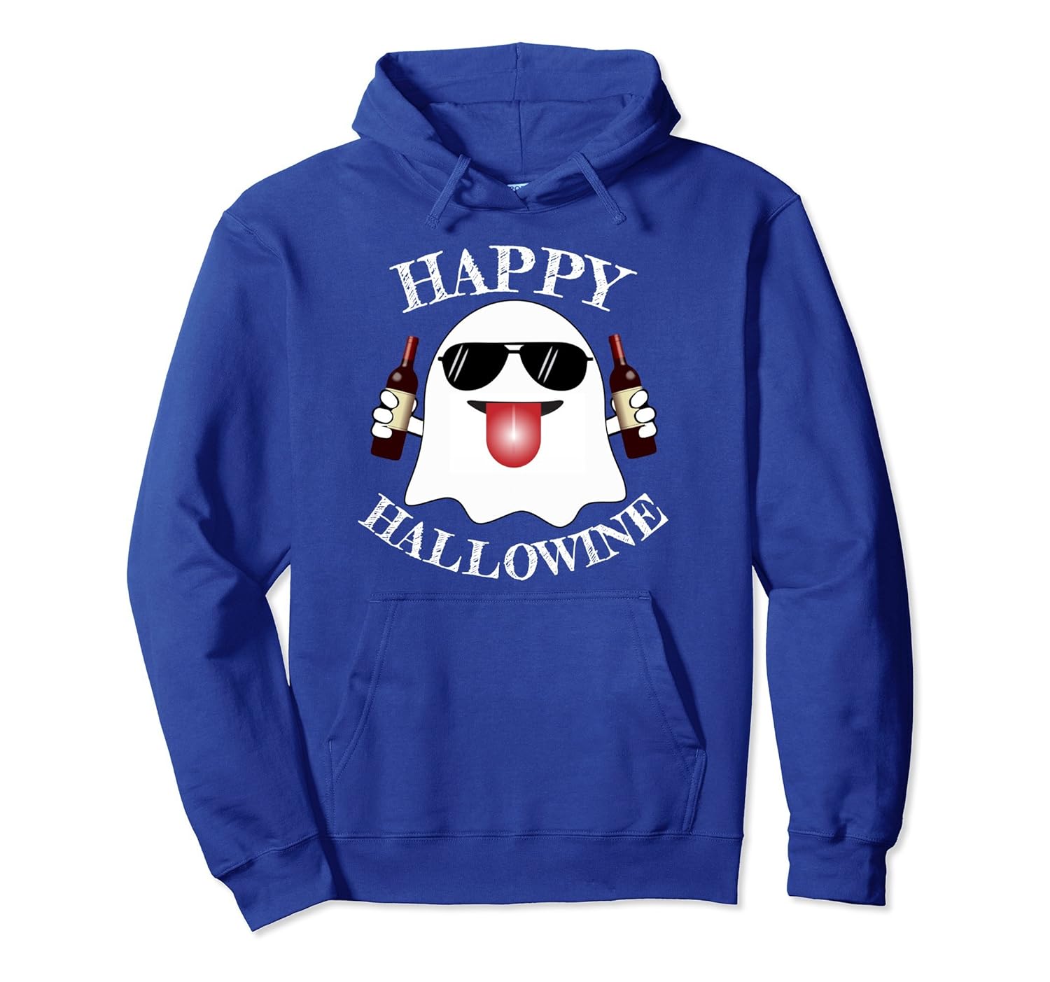 Funny Ghost Happy Hallowine Halloween Hoodie Wine Wife Gift-Rose