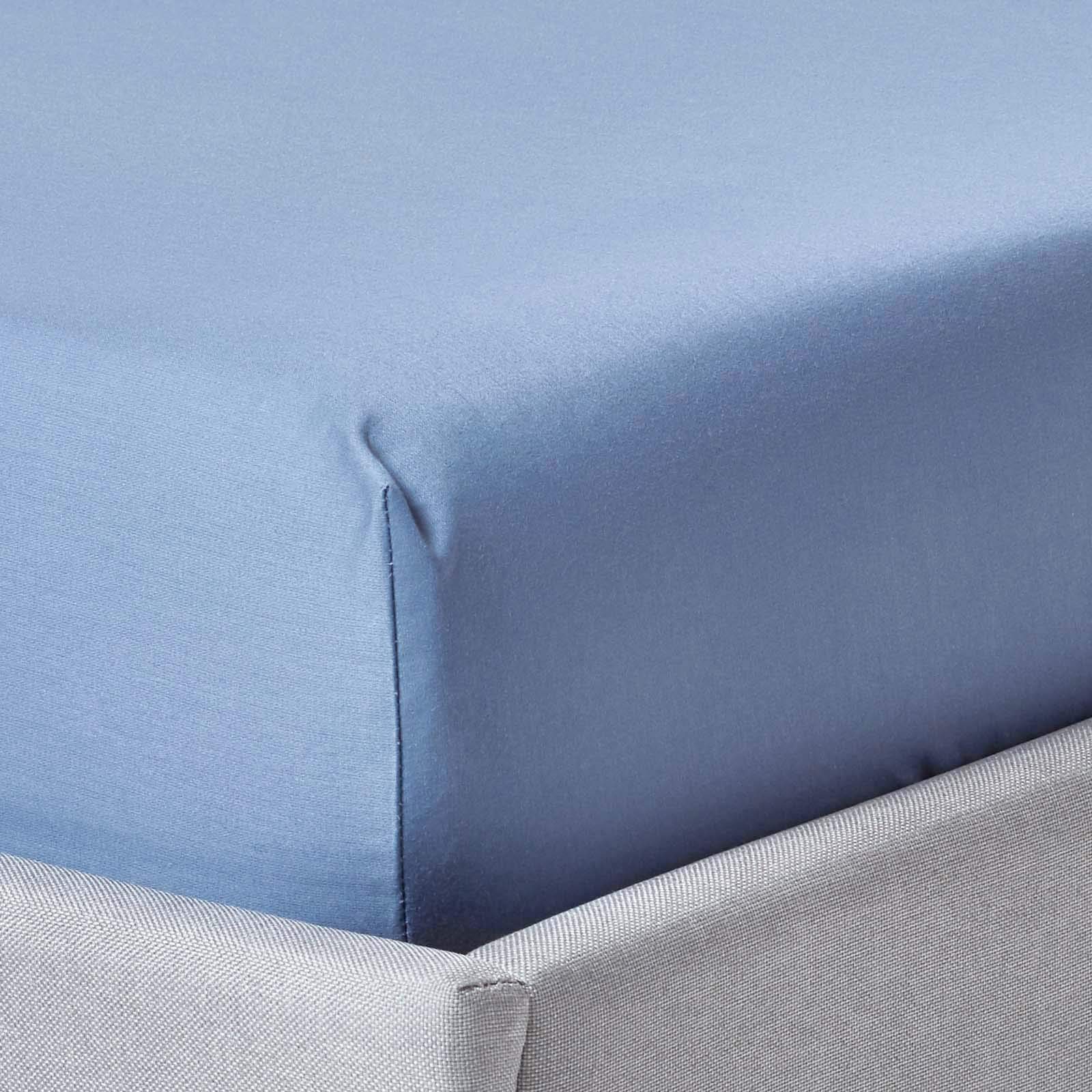 HOMESCAPES 1000 Thread Count Egyptian Cotton Blue Deep Fitted Sheet (12”) Small Double Luxury Bed Sheet with Fully Elasticated Skirt
