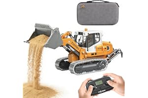 ADTHLIER Remote Control Bulldozer 1:1 Scale Model, Fully Functional RC Bulldozer Toy with Metal Tracks and Bucket, Equipped with Lights and Sound Effects, Suitable for Model Enthusiasts.