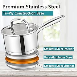 E-far Stainless Steel Saucepan with Lid Set - 1QT